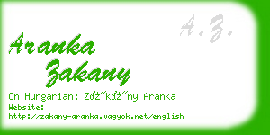 aranka zakany business card